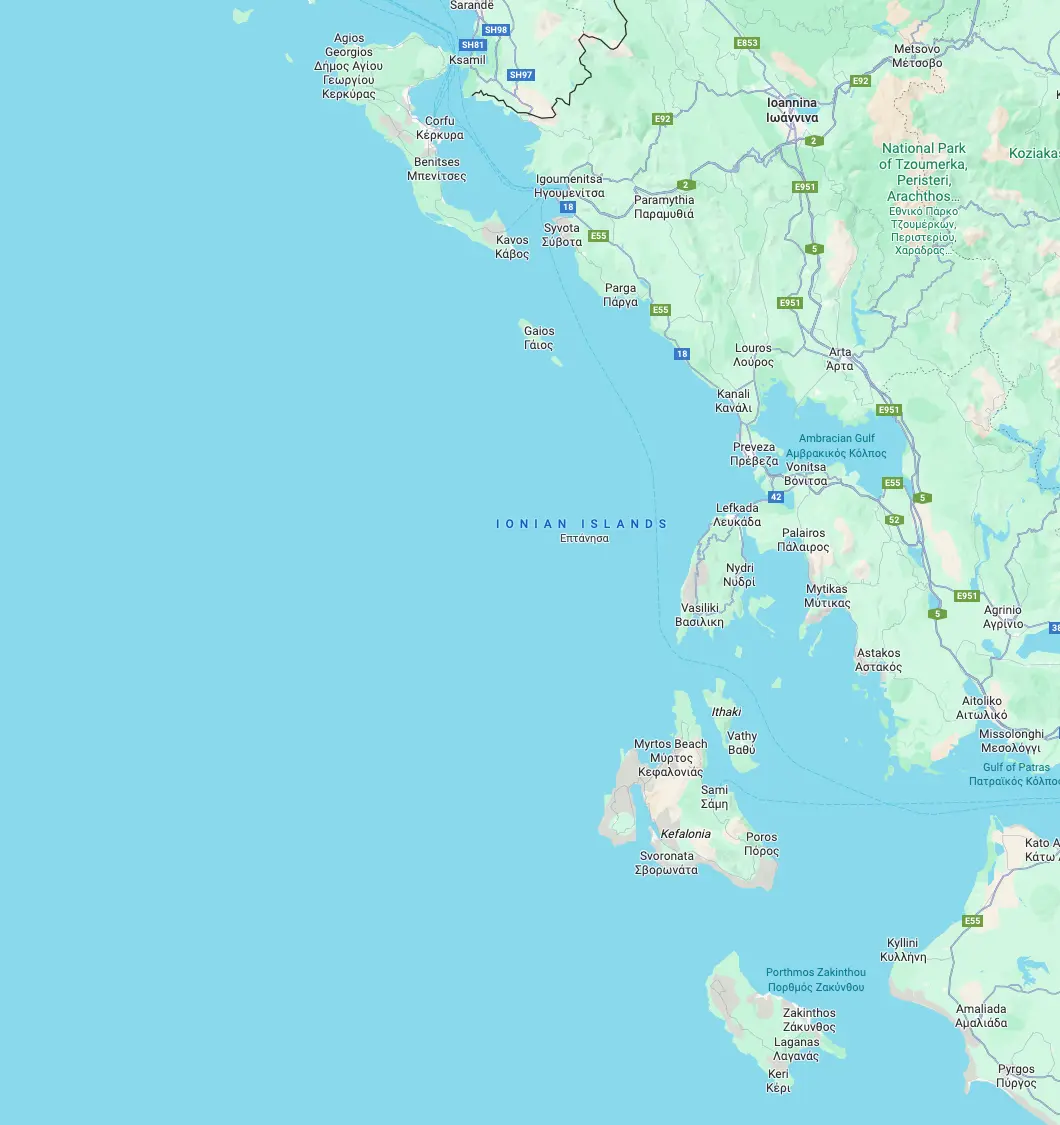 Corfu Lefkas Ithaka 14 Days Route Image
